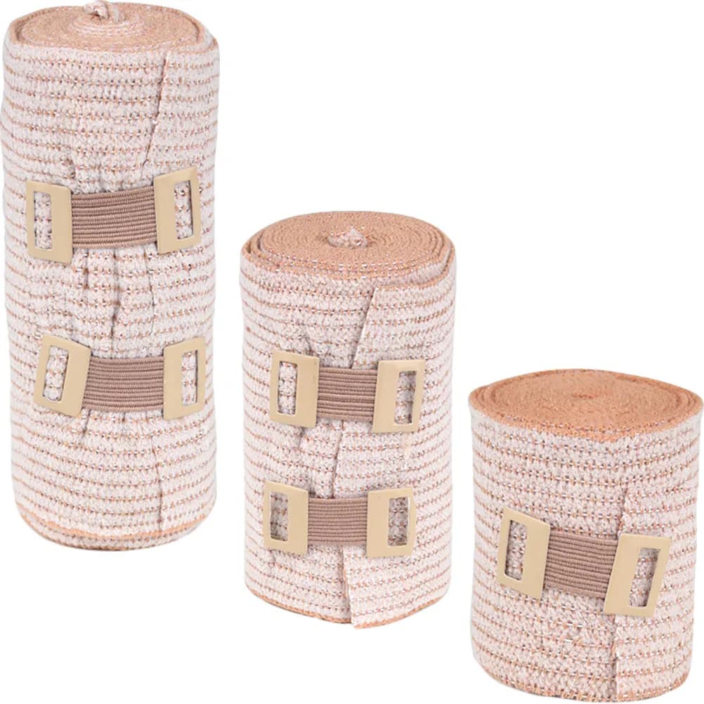 3 Pezzi di Bende Elastiche Traspiranti in Cotone, Comode Fasciature a Compressione per Polso, Caviglia e Ginocchio, Protezione da Infortuni