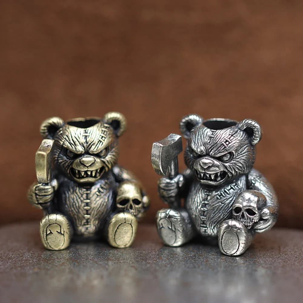 Axe Bear Brass Knife Bead Skull Animal EDC DIY Paracord Woven Bracelets Lanyard Pendant Accessories Outdoor Tool Hangings Charms