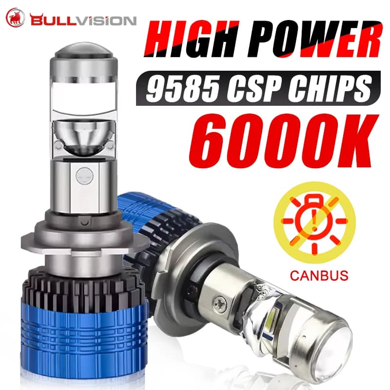 Faro Auto LED 800W H7 H4 CANBUS H9 H11 H8 9005 9006 HB3 HB4 con Proiettore, Luce Bianca 6000K, 12V 24V, Mini Lente per Auto e Moto, 2 Pezzi