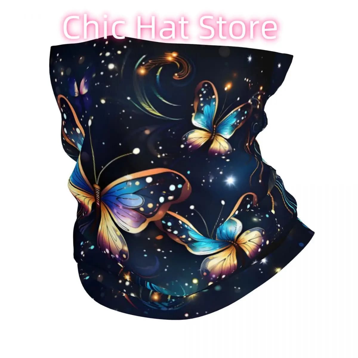 Model with colorful butterflies (2) Bandana Collo Sciarpa bianco Multipurpose Fishing Unisex Adult Winter