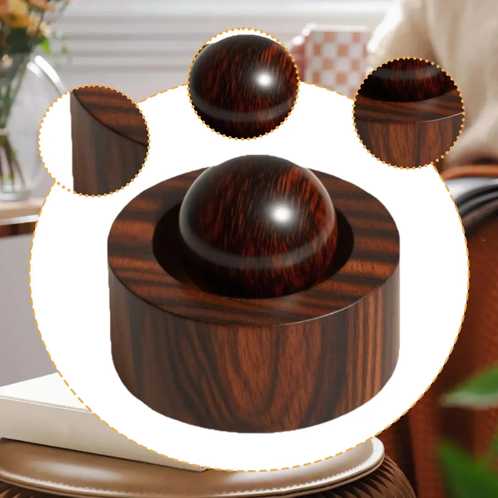 Wooden Round Ball Essential Oil Diffuser Modern Aroma Diffuser for Home Office Car Wardrobes