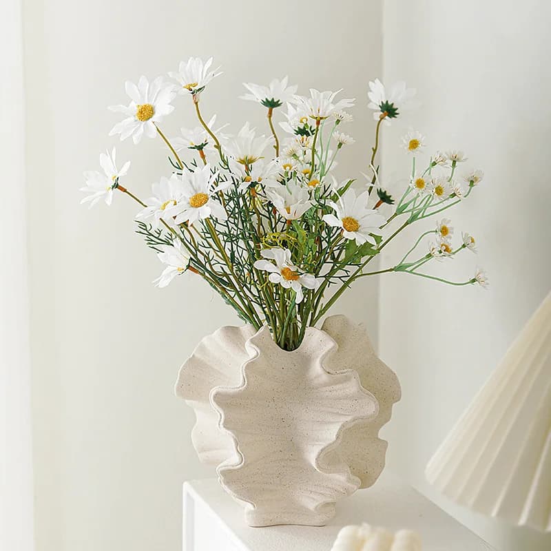 Vaso in ceramica bianca a fuoco semplice in stile europeo con struttura smerigliata inserto idroponico per fiori secchi decorazione per la casa artigianato regalo