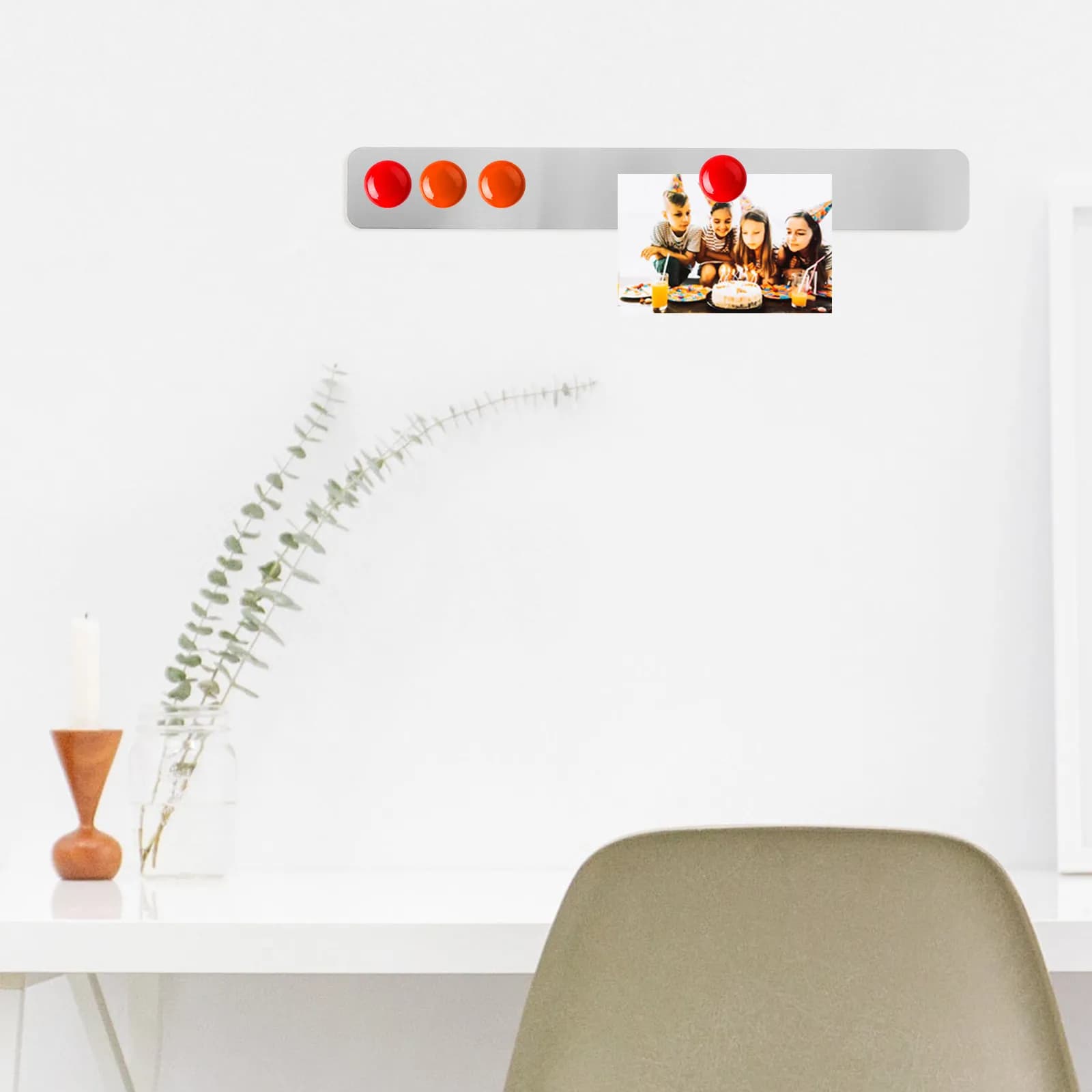 2 Pezzi Strisce Metalliche Adesive per Bacheca e Parete Fotografica, Strisce Magnetiche in Ferro per Organizzazione e Esposizione a Parete, Forniture per Bacheca