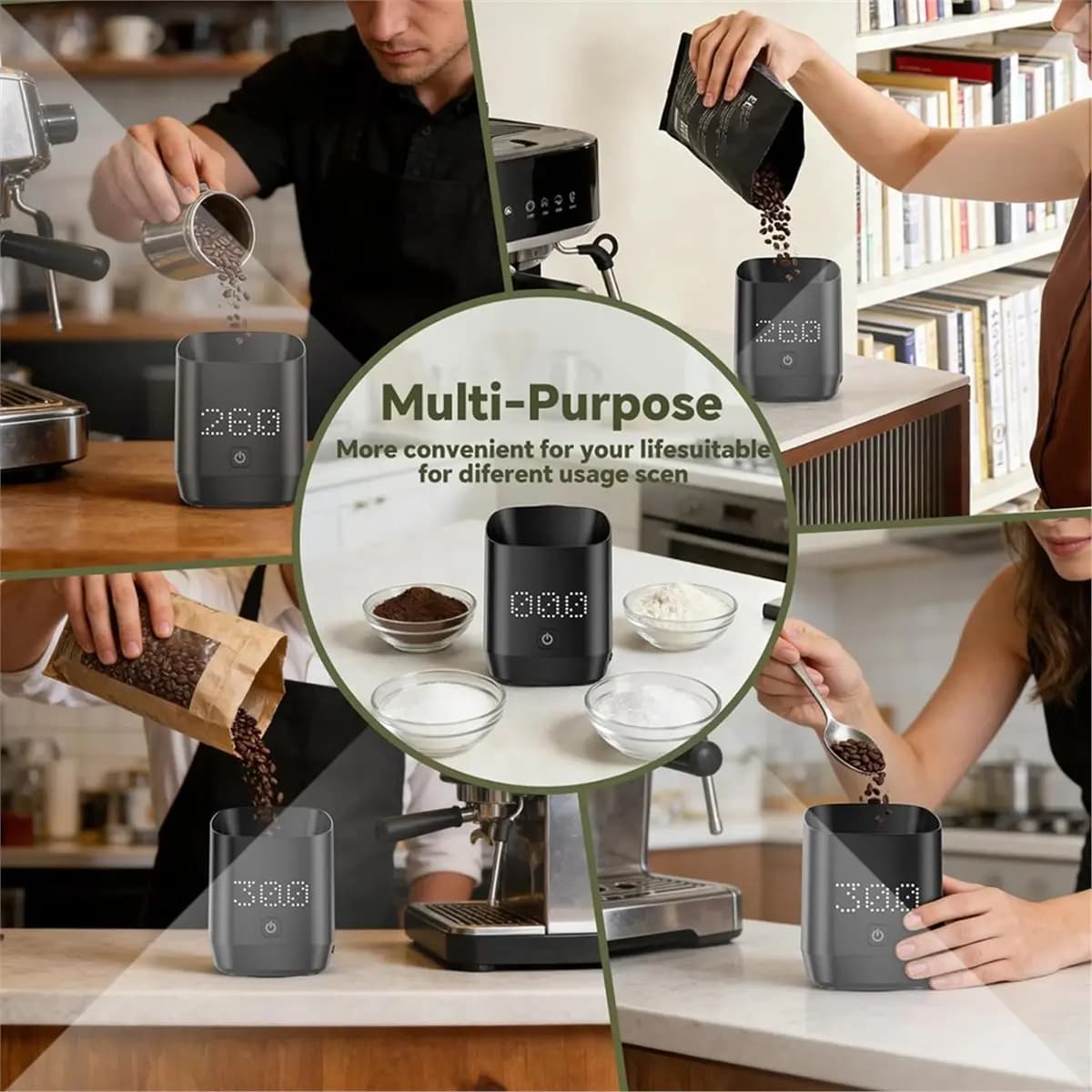 [Vend for]Digital Coffee Bean Dosing Cup for Espresso with LED Scale - High Precisions Coffee Grounds Measurer, Strength Brewing
