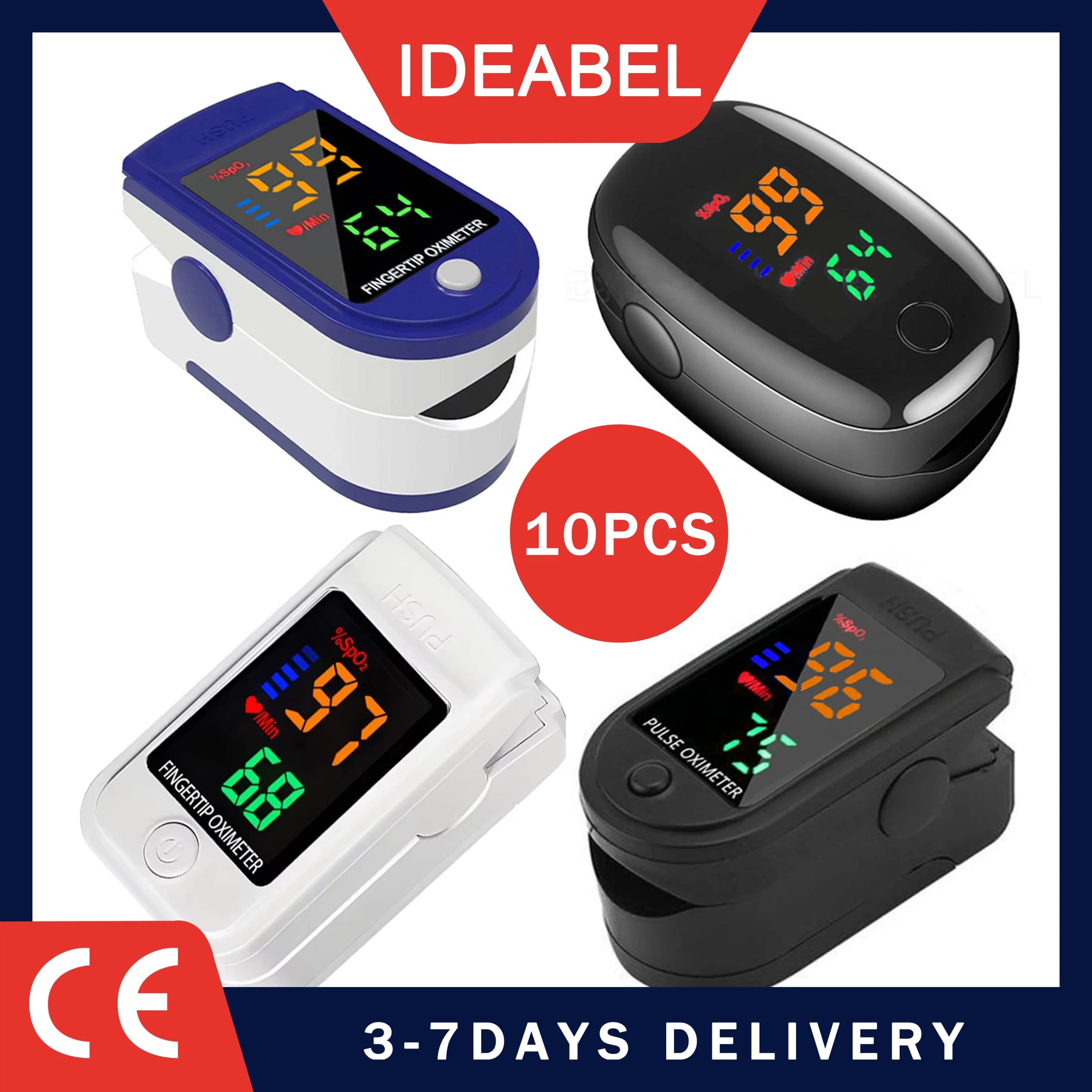 IDEABEL Oximeter Fingertip Pulse Blood Oxygen Saturation Monitor With LED Display Fingertip Oximeter Testing SpO2 Health Care