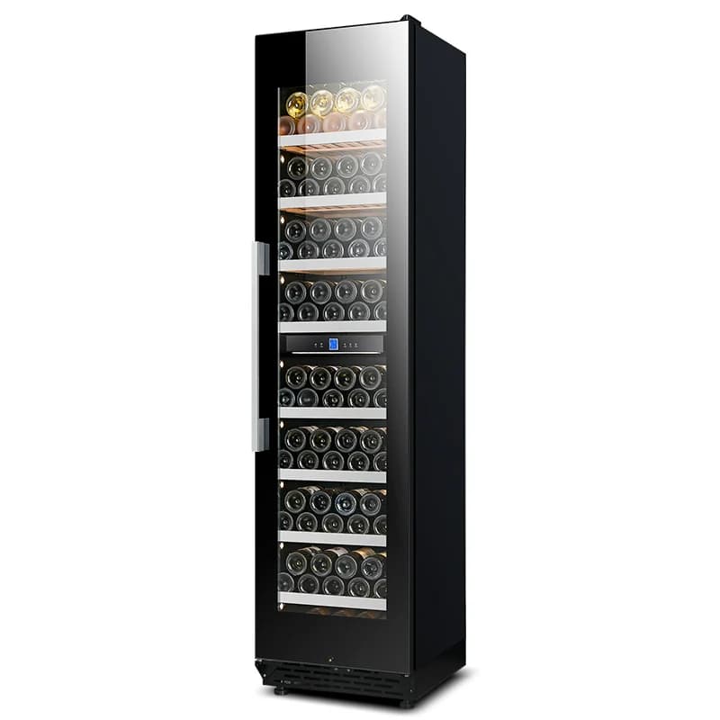 Frigorifero per Vini a Doppia Zona con Controllo Temperatura Personalizzato, Porta Singola in Vetro, Espositore Refrigerato con Serratura