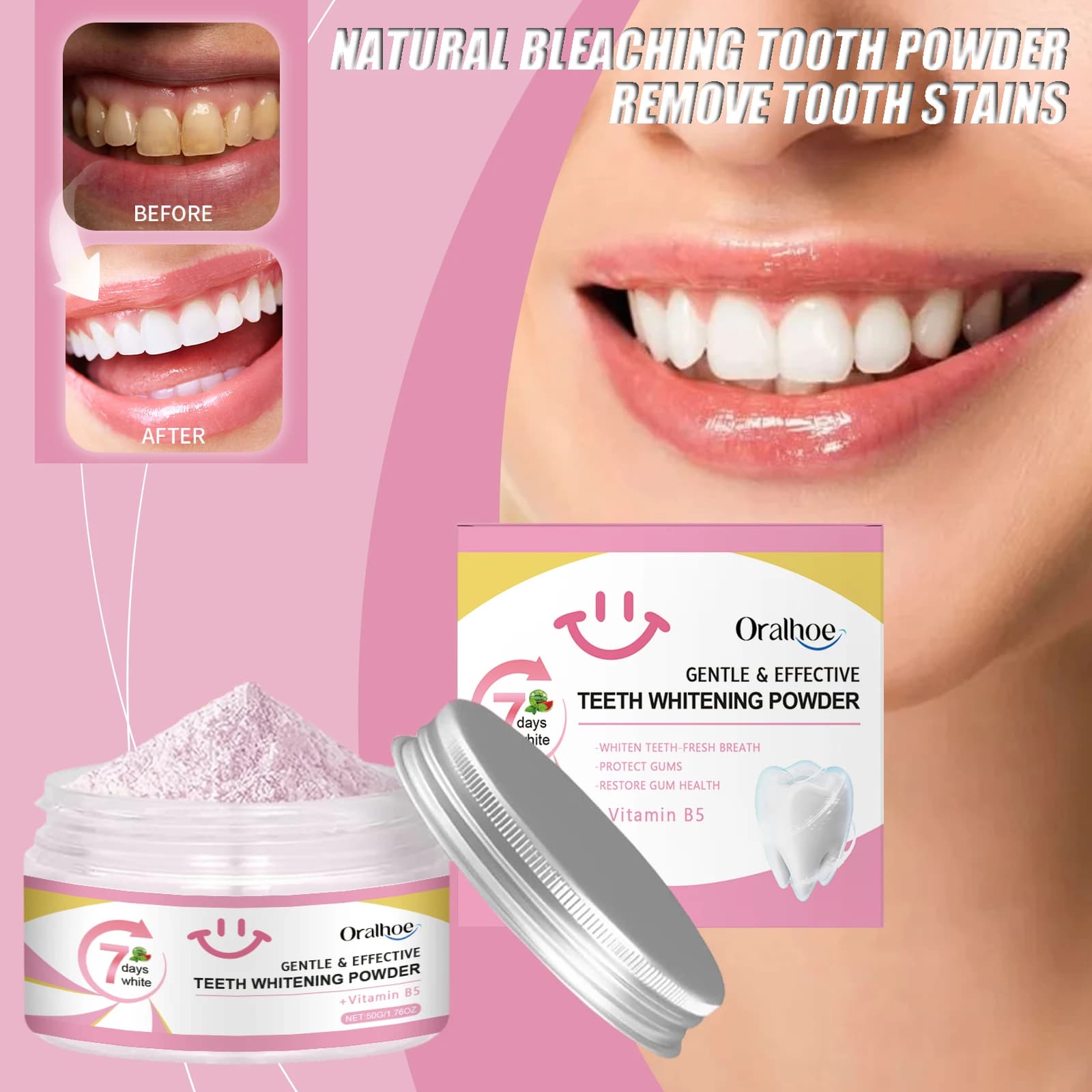 Teeth whitening powder - Natural whitening and deep cleansing Remove teeth stains Fresh long-lasting breath Dentiffe for daily care