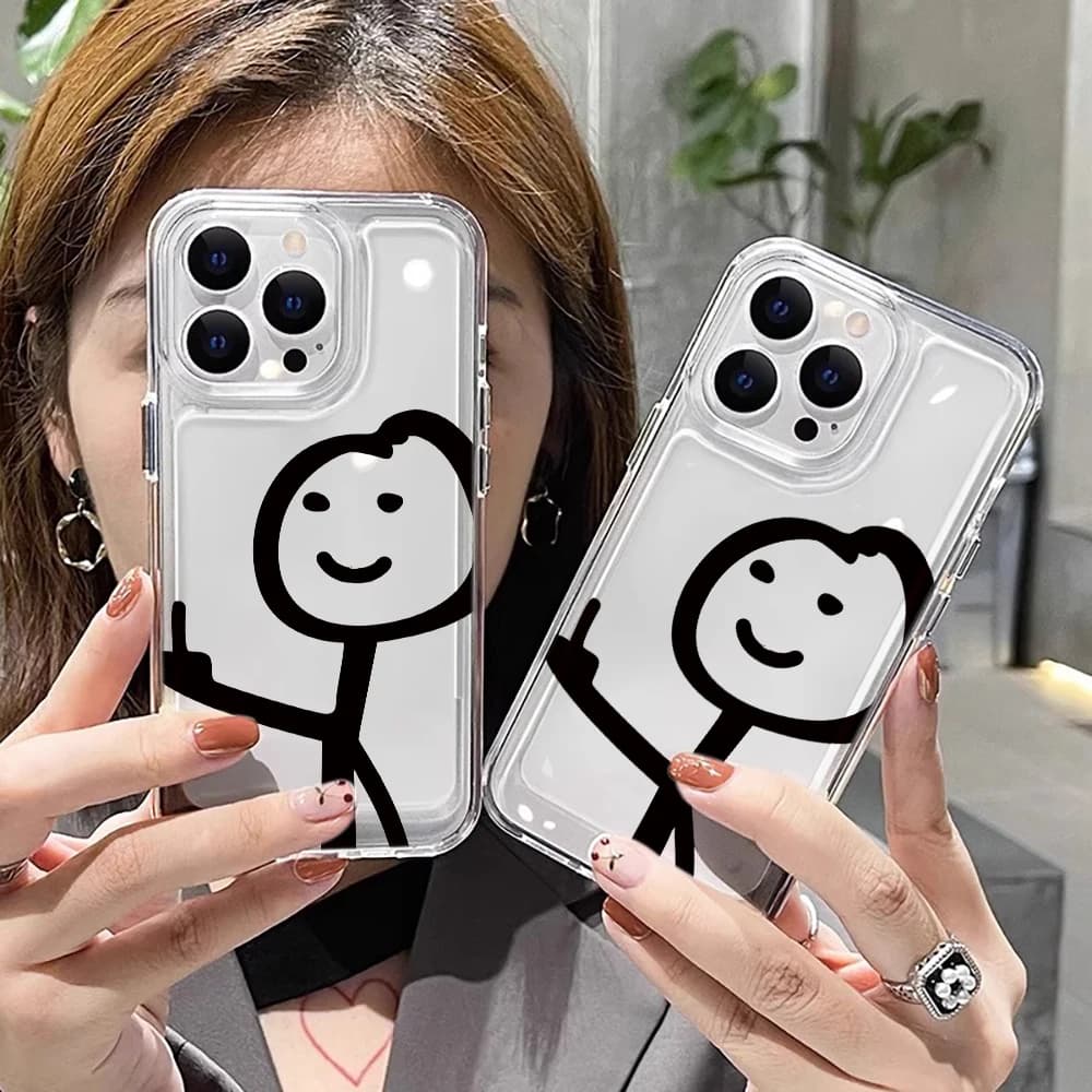 Cover Trasparente con Disegno Moderno a Linee Sottili per iPhone 17 16 15 14 13 12 11 Pro Max 17 Air 8 7 Plus X SE
