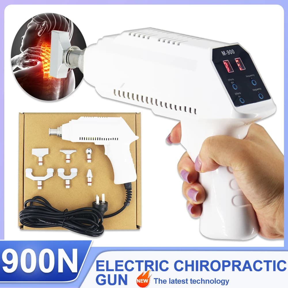 Pistola Elettrica per Correzione Spinale 900N, Massaggiatore Cervicale Portatile Regolabile, Nuovo Strumento Chiropratico