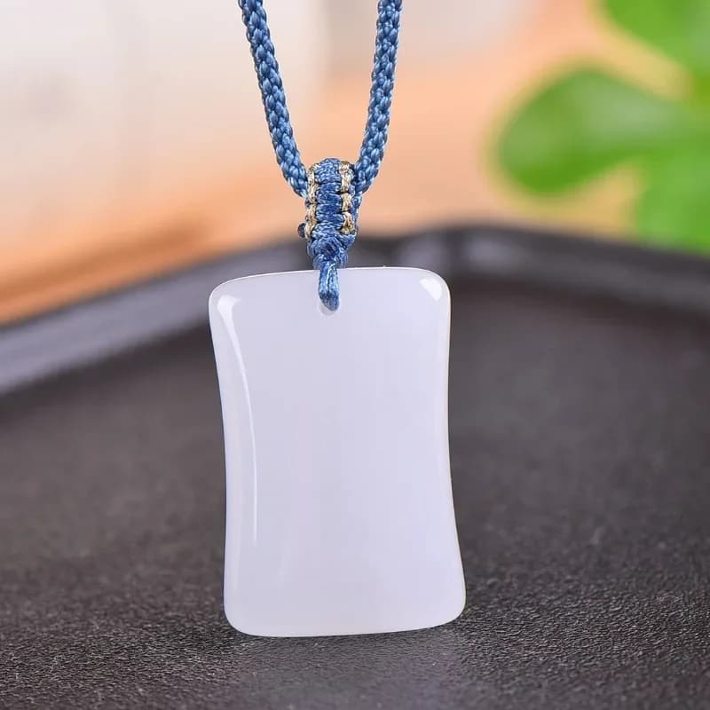 Natural Golden Jade White Pendant Peace and Prosperity Symbol Necklace Men's and Women's Jewelry Free Lanyard Free Shipping