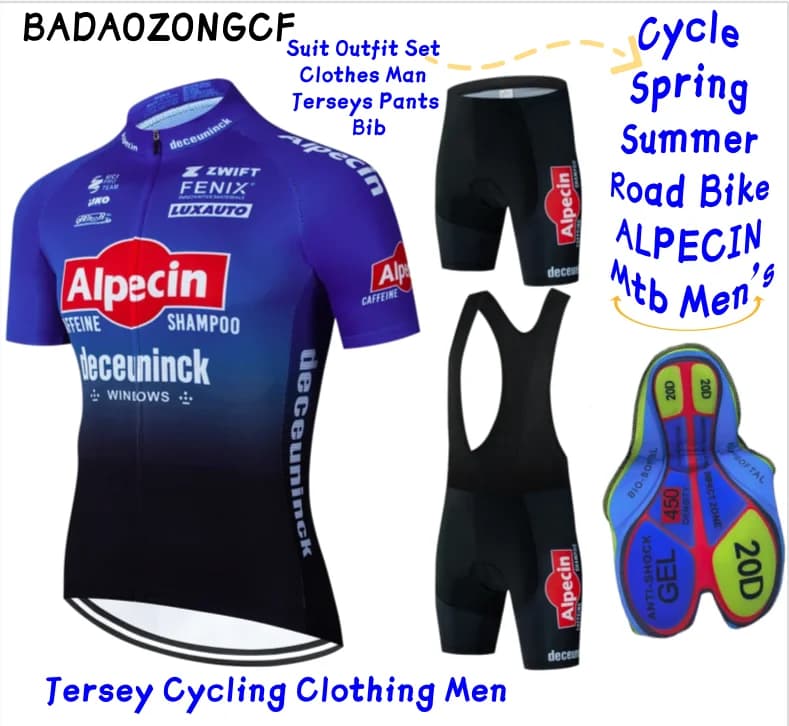 Jersey Cycling Clothing Men 2025 Cycle Spring Summer Road Bike ALPECIN Mtb Men's Suit Outfit Set Clothes Man Jerseys Pants Bib