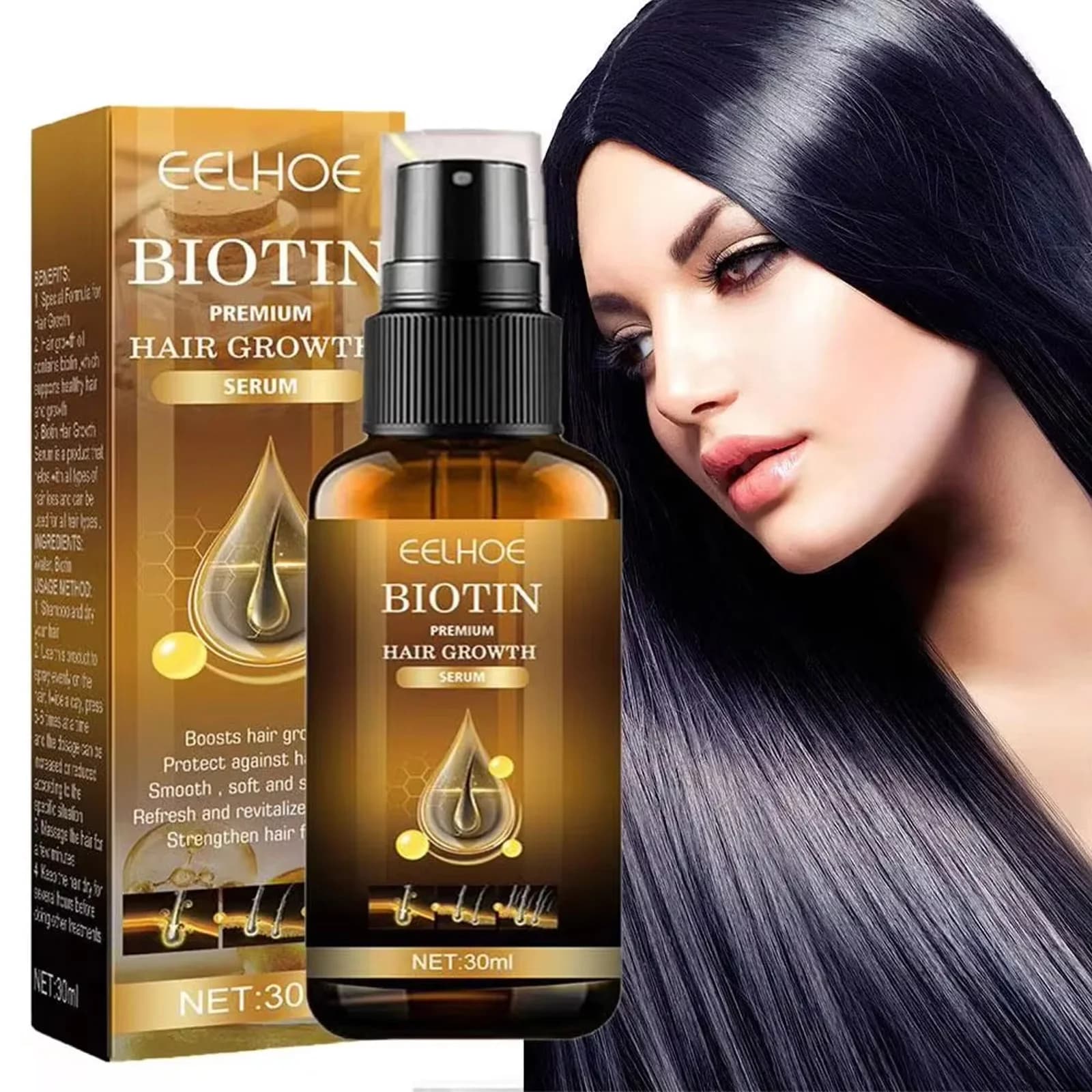 Biotin Products for rapid hair growth Siero anti-loss of hair Spray Prevents treatment of baldness Product for beauty hair care of scalp beard