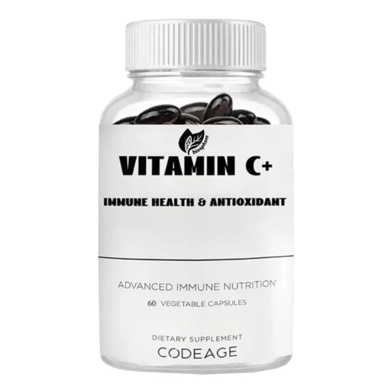 Vitamin C+ supplement, Contains Zinco, Bioflavonoids, Quercetina, Rosa Canina, Sambuco - Vegano, Non GMO, 60 Capsules