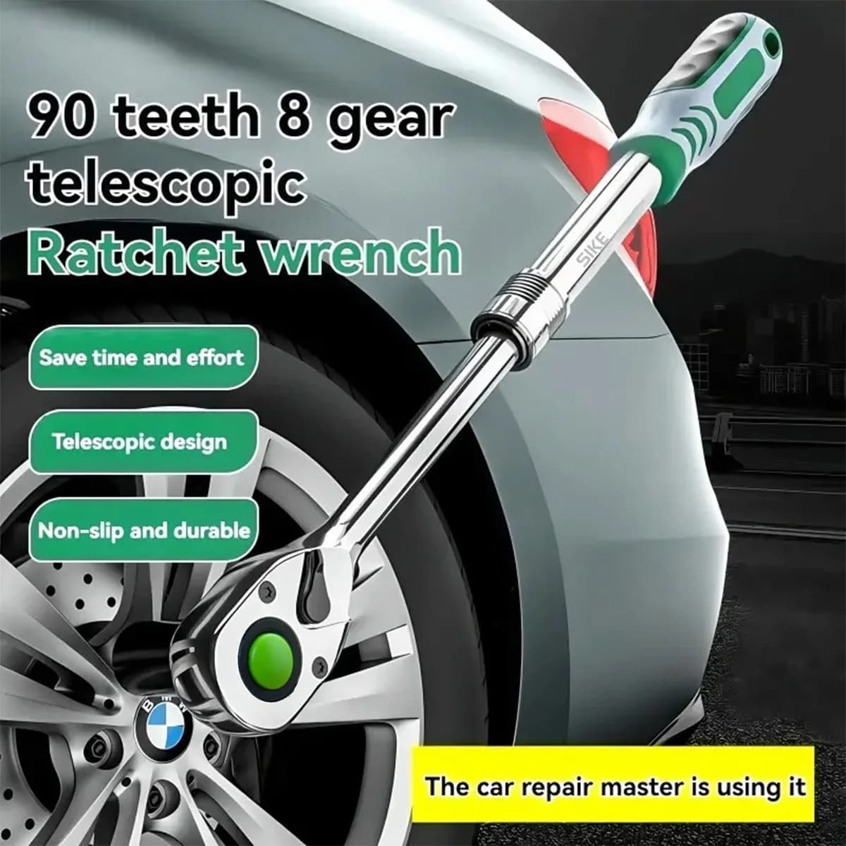 Chiave a cricchetto rapida a 90 denti, chiave a cricchetto con presa telescopica adatta per automobili, biciclette e altri strumenti di manutenzione