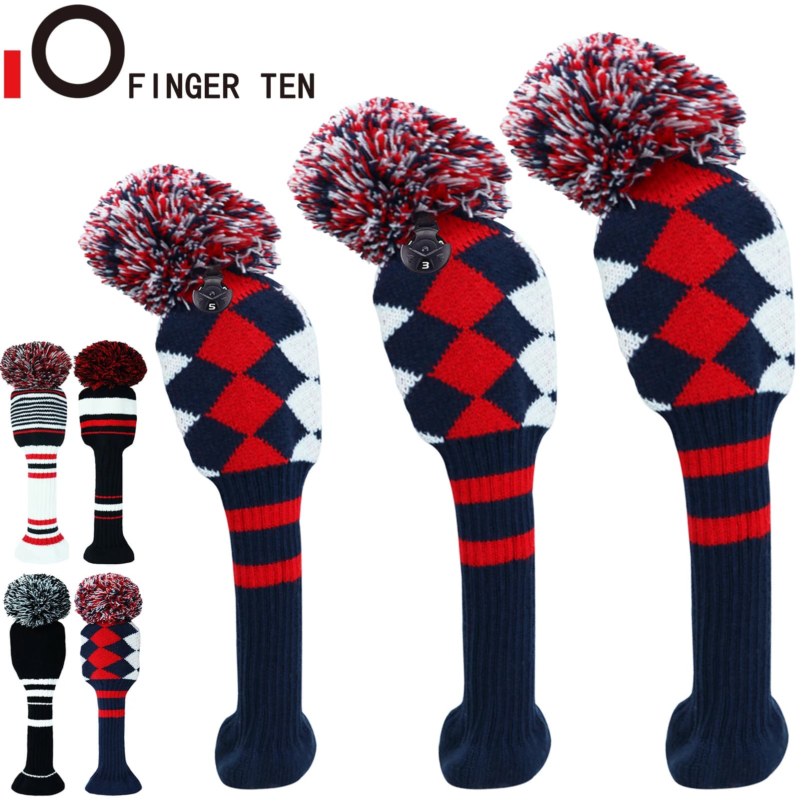 New Pom Design Golf Club Covers Set di copritesta #1 #3 #5 per Driver Fairway Hybrid Putter Headcover 1 3 4 5 7 X Drop Shipping