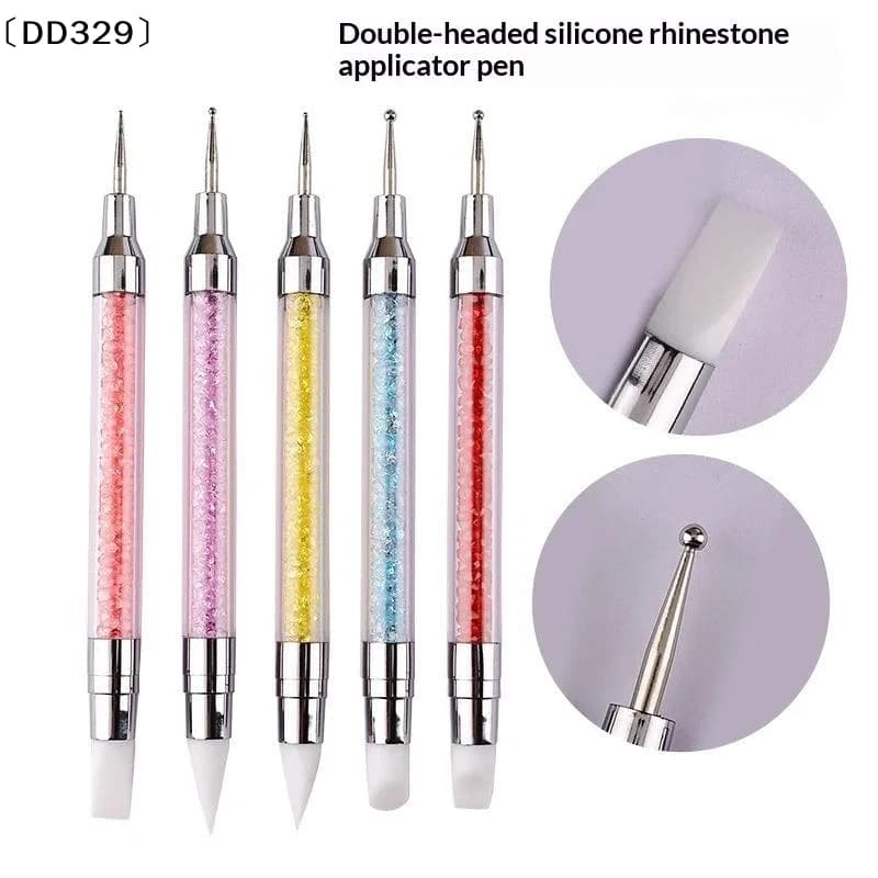5Pcs Nail Art Silicone Embossing Brush Dual-Head UV Gel Dotting Painting Pen Manicure Clay Sculpting Drawing Tools〔DD329〕