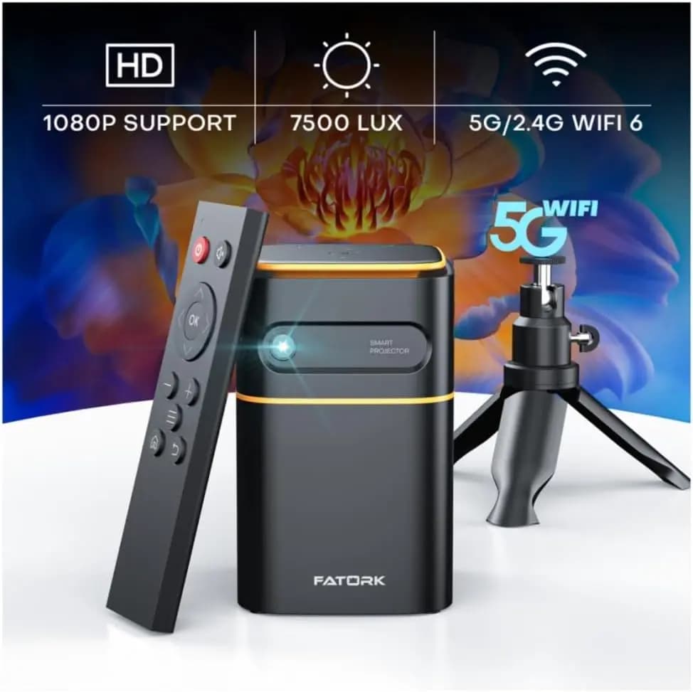 Mini Proiettore con WiFi 5G, Proiezione HD 1080P a Corto Raggio, Proiettore Portatile per Esterni Compatibile con iOS/Android/TV