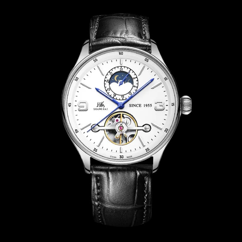 Orologio Meccanico da Uomo Shanghai Serie Nazionale Sole, Luna e Stelle con Pendolo in Oro e Pietre