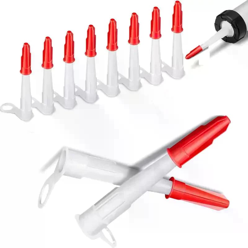 1 Set Tappo ugelli per pistola per calafataggio Tappo rosso per risparmio mastice Punta per colla in vetro Tappo sigillante Copertura protettiva per bocca colla