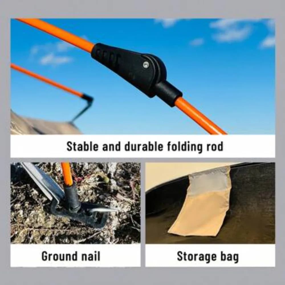 Outdoor Automatic Quick Opening Pop Up Tent 4 Person Camping Portable Waterproof Sun Protection Beach Shelter Family Fishing Hiking Mountaineering Hunting Easy Setup Instant