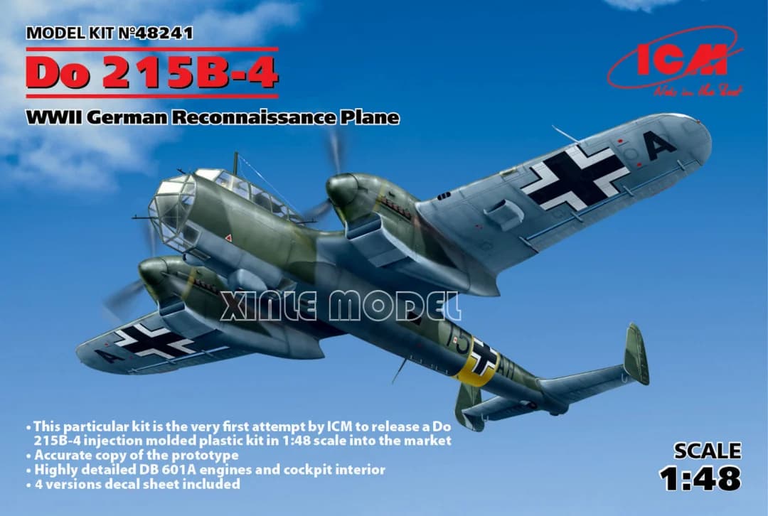 Kit Modello di Aereo in Plastica ICM 48241 Do 215B-4, Aereo di Ricognizione Tedesco della Seconda Guerra Mondiale 1/48
