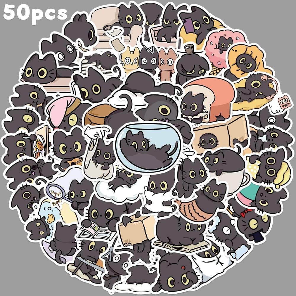 50 pezzi adesivo gatto impertinente divertente cartone animato graffiti decalcomania per scrapbook chitarra skateboard laptop bagagli adesivo decorazione telefono