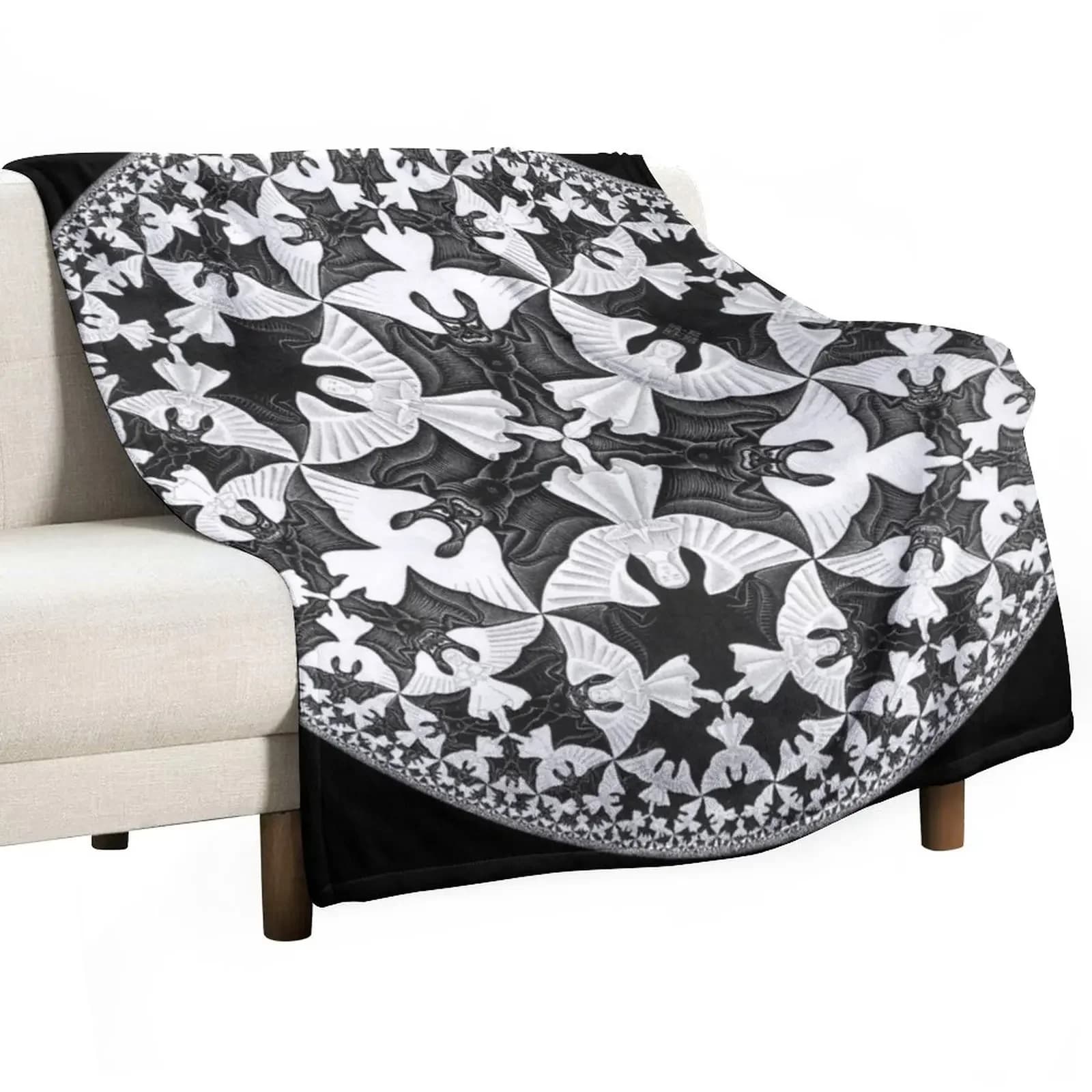 Circle Limit IV (Bats Pattern), by Maurits Cornelis Escher Throw Blanket Sofa Blanket Sofa Quilt