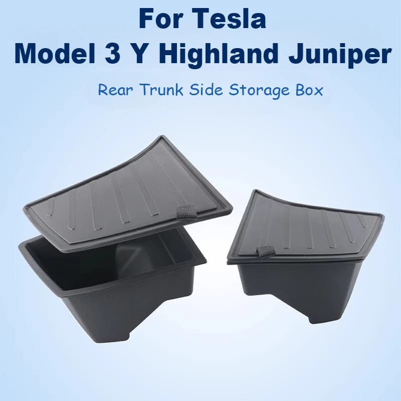 Per Tesla Modello 3 Y Highland Juniper Baule posteriore Scatola di immagazzinaggio laterale Organizzatore TPE Car Rear Cargo Side Storage Bin Secchio
