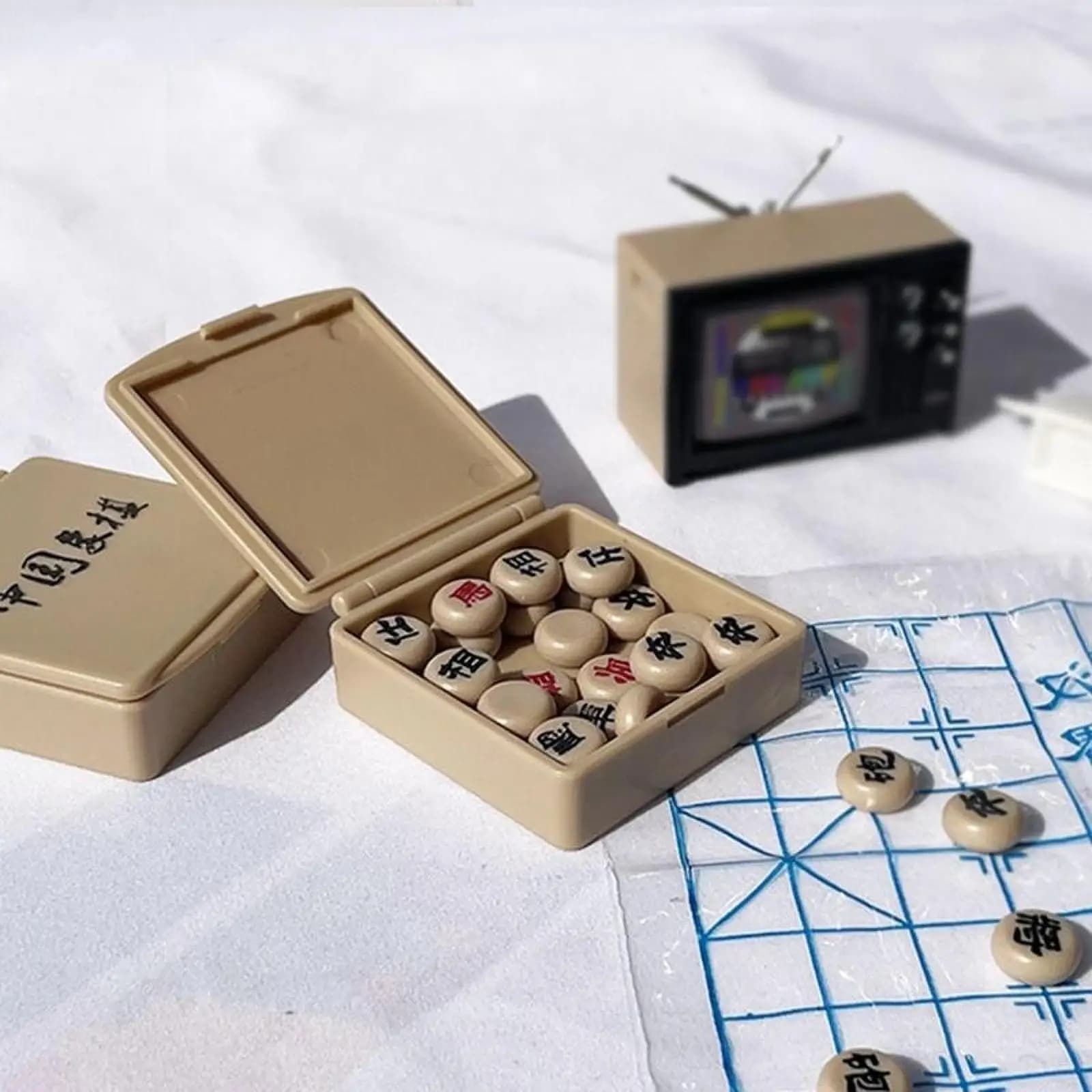 Set di Scacchi Cinesi in Miniatura per Casa delle Bambole, Arredamento per Casa delle Bambole, Decorazione per Micro Paesaggi