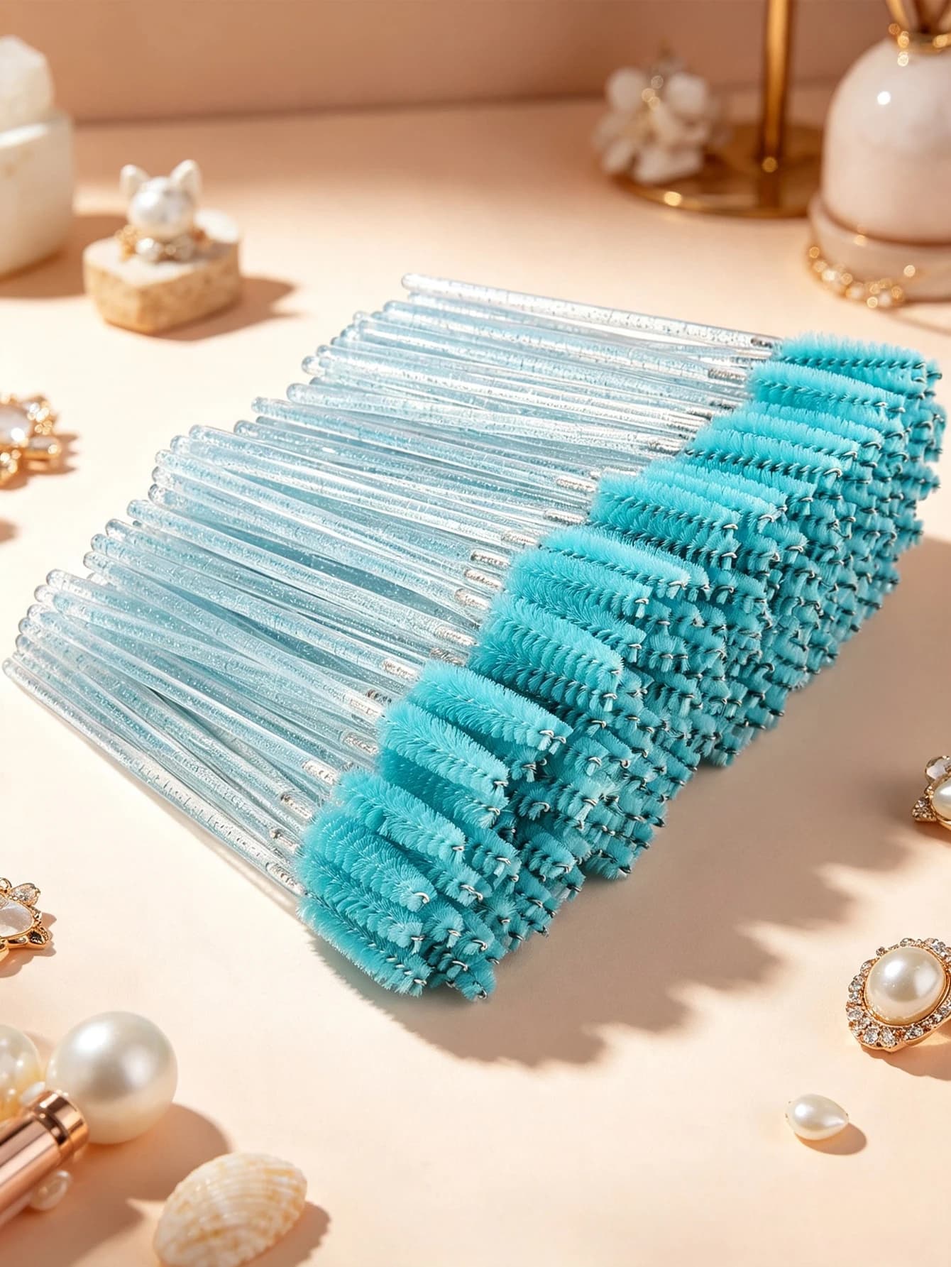 50/100 Pieces 2-in-1 Mini Flexible Eyelash Comb and Eyebrow Brush, Light Blue Bendable Eyelash Separator, Mascara Clump Remover, Portable Travel-Friendly Makeup Tool for Touch-Ups on the Go