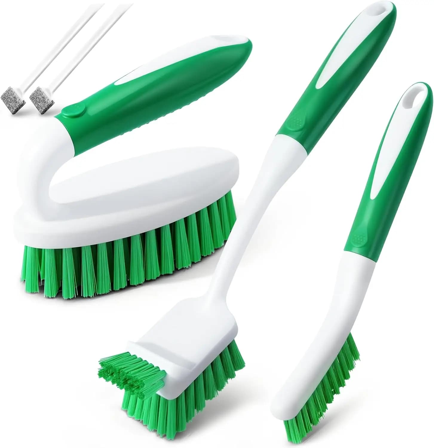 Set di Spazzole per Pulizia Domestica, Spazzola con Impugnatura Ergonomica, Spazzola per Piastrelle e Fughe, Spazzola da Cucina con Manico Lungo