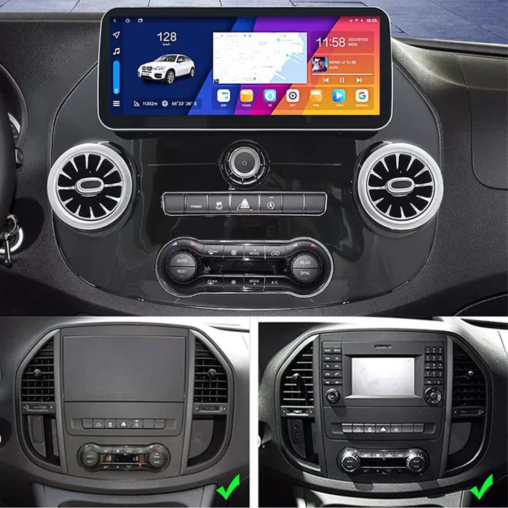 Per Mercedes Benz Vito 116 2015+ Android 14 256GB 12.3 pollici Autoradio Schermo Carplay Stereo Navigazione GPS Lettore Video DSP