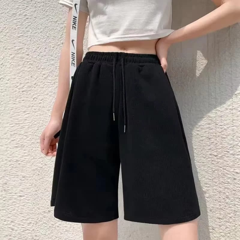 Pantaloncini Sportivi da Donna Estivi a Vita Alta con Coulisse, Modello Dritto, Casual, per Jogging e Palestra, Stile Streetwear