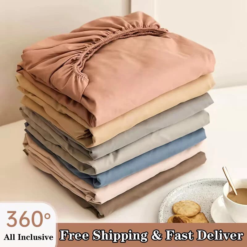 Bed linen with soft cotton corners with elastic band Solid color cover for single bed King Queen 140/150/160/180/200