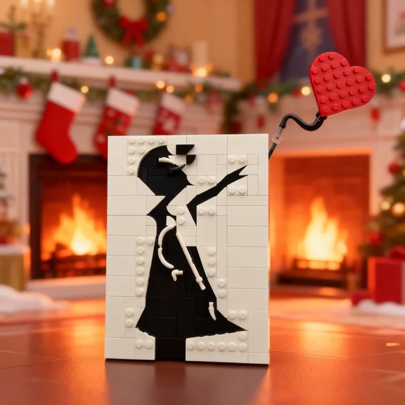 166pcs MOC Banksy Girl With Balloon Art Model Building Blocks Construction Christmas Gifts Toy Creative DIY Idea Assemble Kids