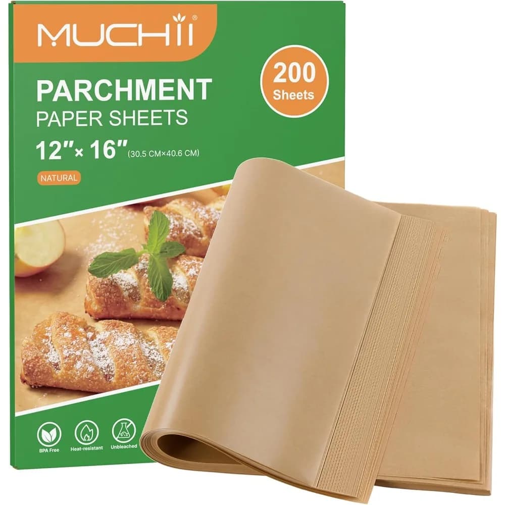 200 Pcs Parchment Paper Sheets, 12 x 16 Inch Precut Non-Stick Baking Parchment for Oven, Grilling, Steaming, Air Fryer, and Half Sheet Pans