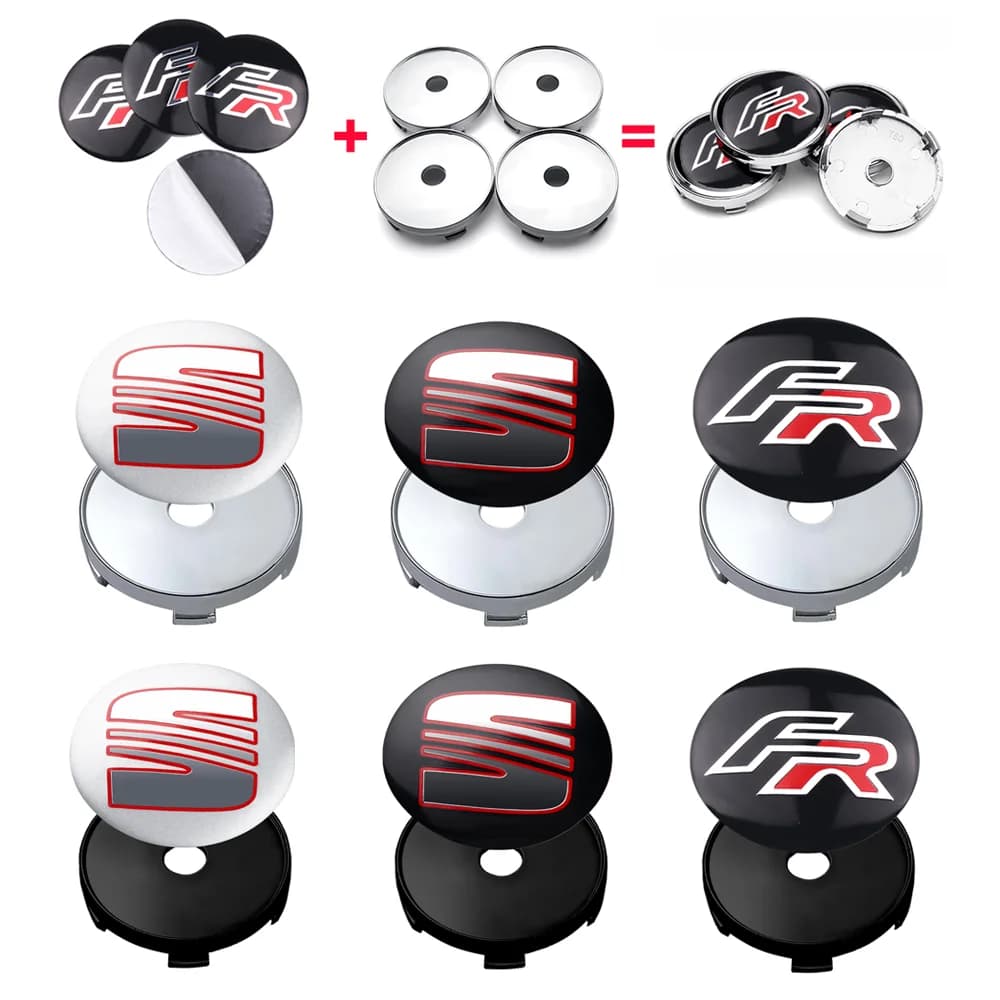 4Pcs Car Wheel Center Hub Cap Badge Tire Rim Covers Sticker For Seat FR Leon Ateca Arosa Exeo Ibiza Cupra MK1 Toledo Accessories