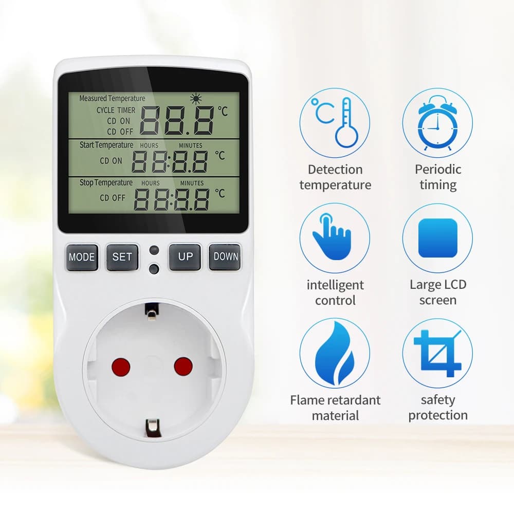 Prese timer Thermostat KT3100 Prese multifunction temperature regulator with timer switch Sensor probe Heating Cooling