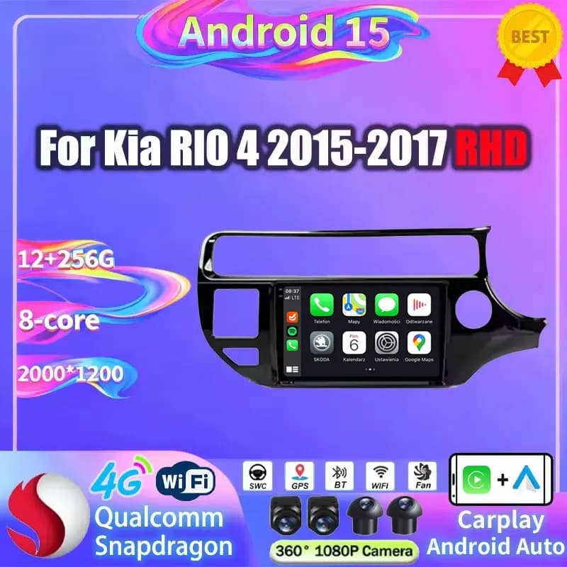For Kia RIO 4 K3 2011 2012 2013 - 2017 RHD 2K QLED Android 15 Car Radio Multimedia Player 2 Din GPS Navigation stereo Head Unit