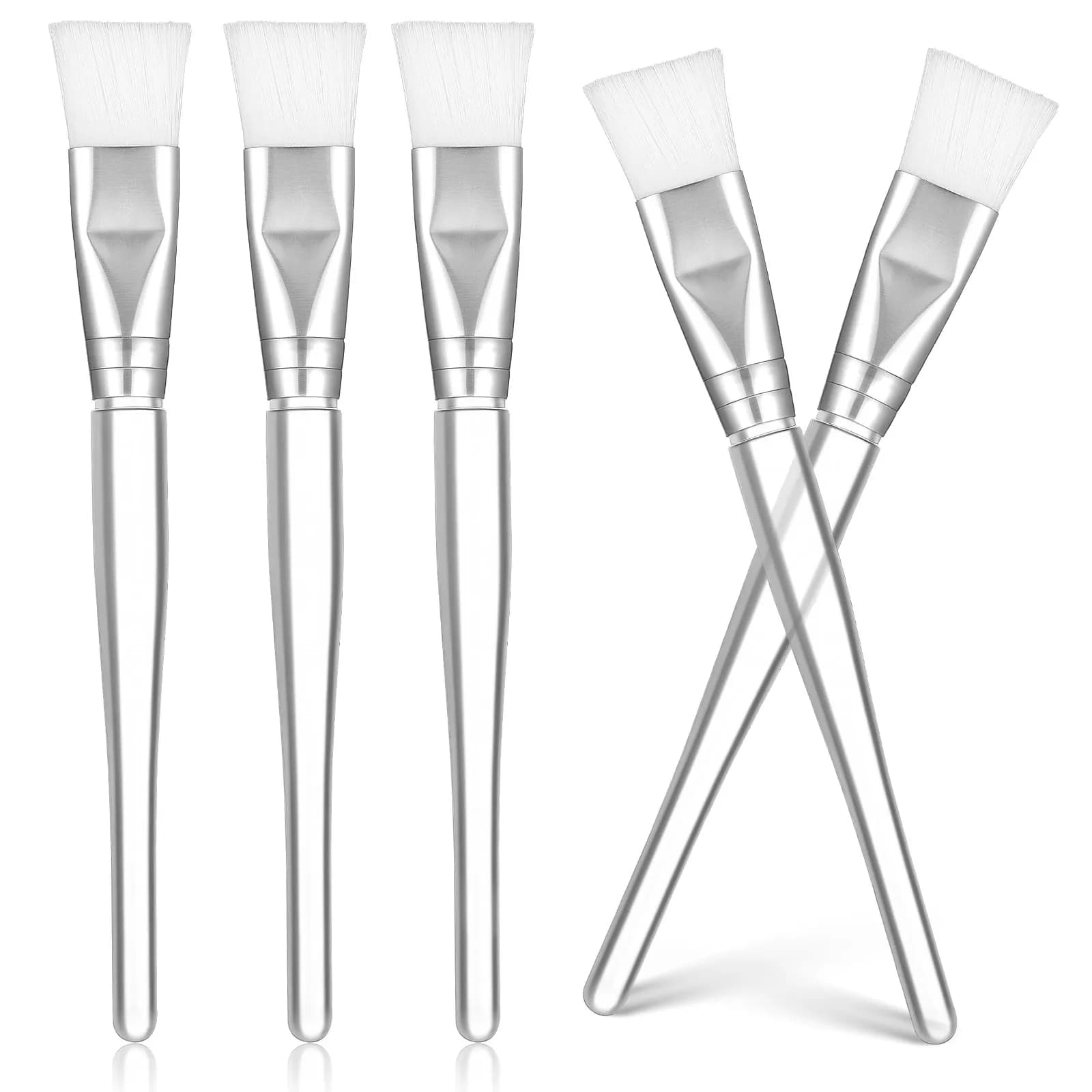 Set di 5 Pennelli per Maschere Facciali, Applicatore per Maschere di Fango, Argilla e Carbone, Setole in Nylon Delicate per Applicazione Uniforme, Uso Professionale e Domestico