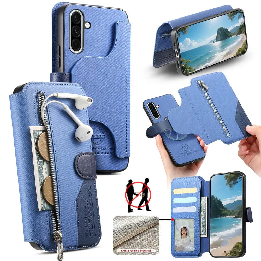 Custodia a portafoglio in pelle staccabile con cerniera RFID per Samsung M56 M36 5G, cover magnetica per Samsung Galaxy M56 M36 56