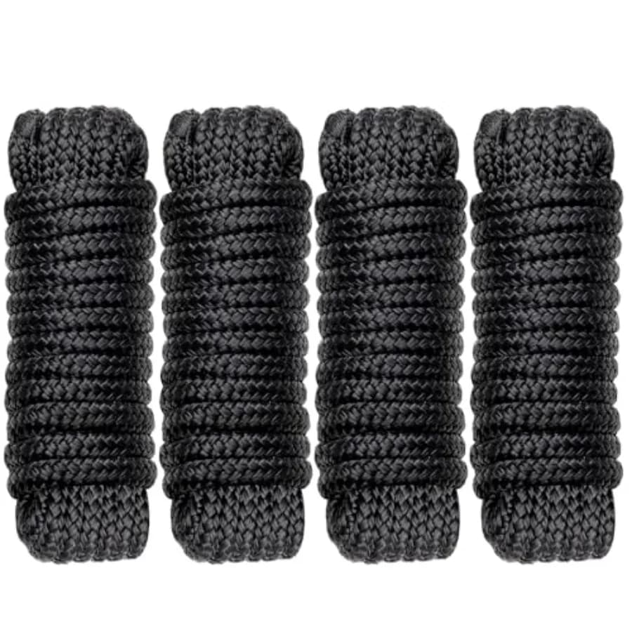 Boat Dock Lines Marine Rope - 3/8" x 15ft with Pre-Spliced 12" Loop Double Braided Nylon Ropes Bumper Tie Mooring Line for Boat