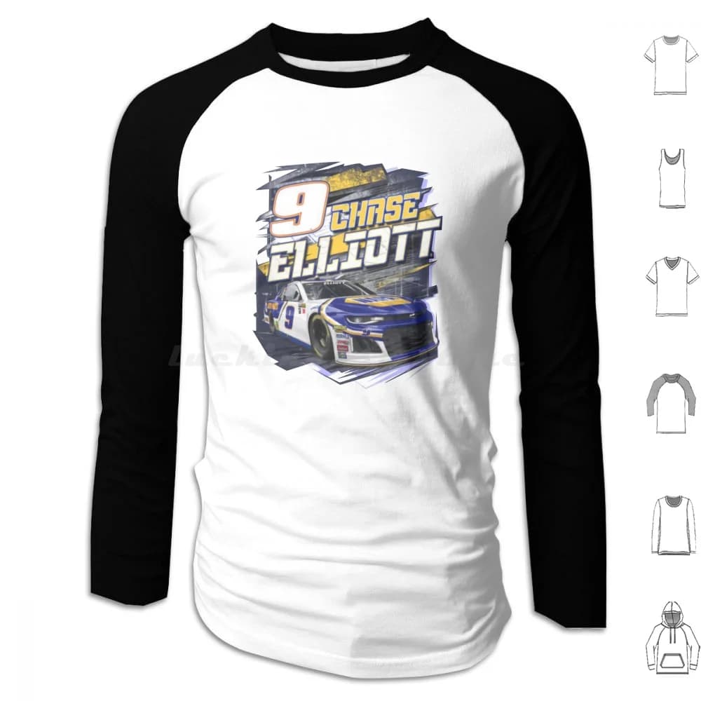 Chase Elliott Per Felpe bianche Manica lunga Chase Elliott Racing Dawsonville Cars 9 Chase Chase 9 Chase Chase 9 Chase