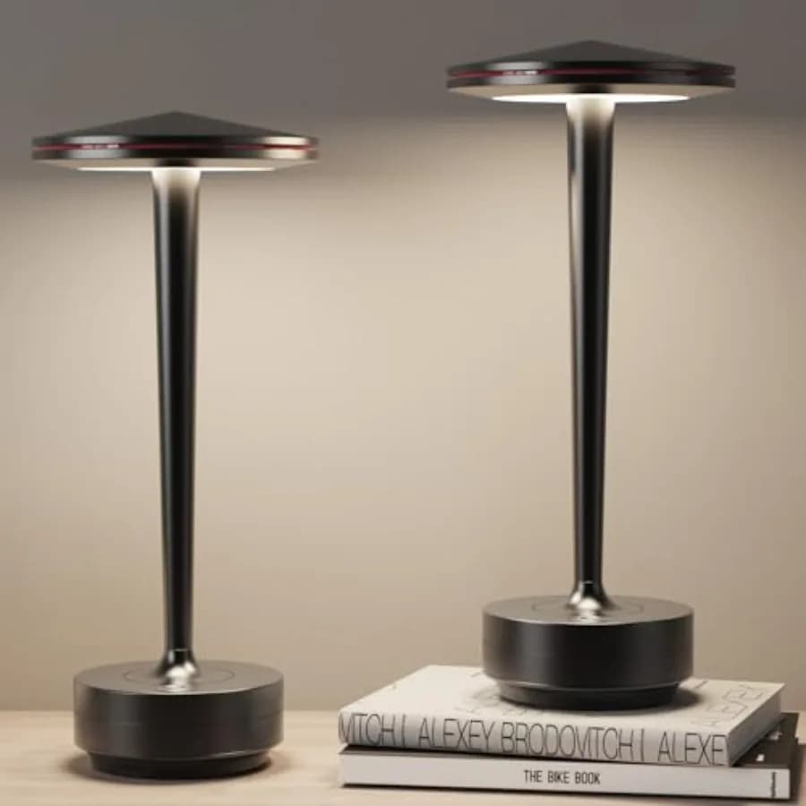 Set di 2 Lampade da Tavolo Ricaricabili Senza Fili, Luce LED Portatile a Batteria 6000mAh USB, per Ristoranti e Uso Esterno