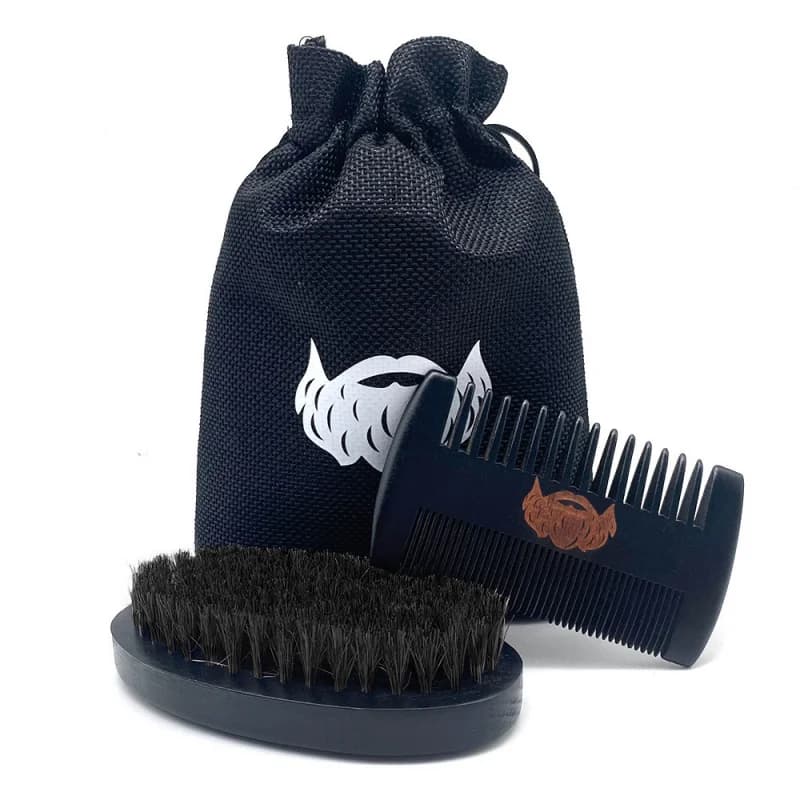 Kit barba da uomo Trimmer per la cura del viso Borsa portaoggetti per spazzole a pettine a doppia faccia