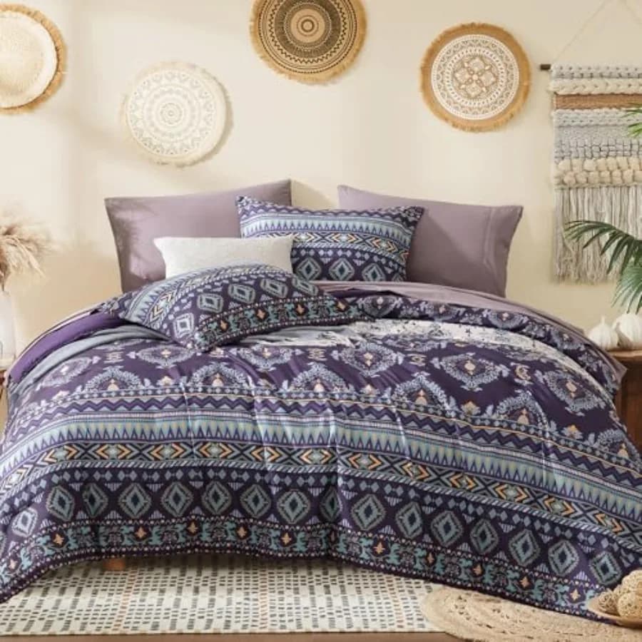 Set Copripiumino - 7 Pezzi, Set Letto Completo Comodo Stile Western per Tutte le Stagioni, Leggero e Morbido, Set Copripiumino Boho