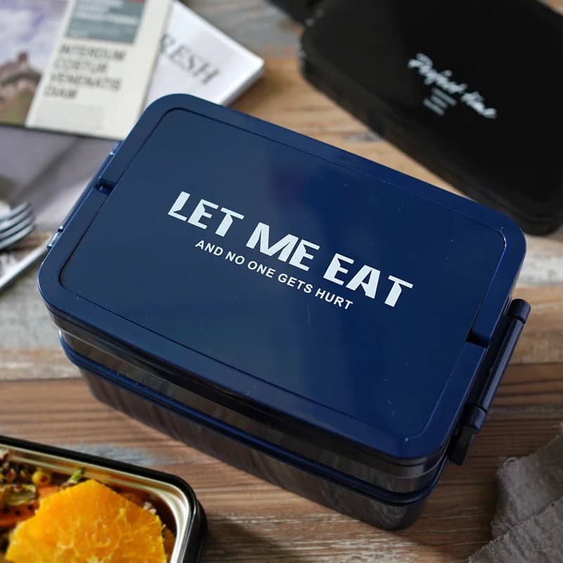 Scatola per il pranzo portatile a doppio strato in stile semplice nuovo scatola per il pranzo bento per studenti in acciaio inos