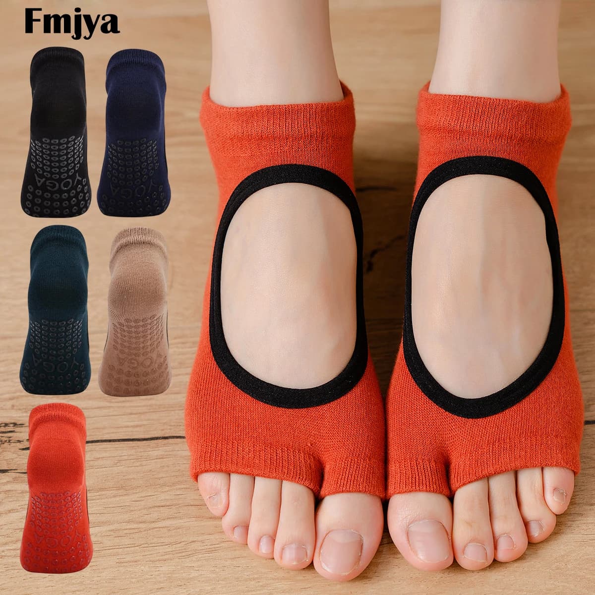 Yoga socks divided to 2 fingers Socks half finger fitness cotton combed breathable without back Pilates Ballet Dance