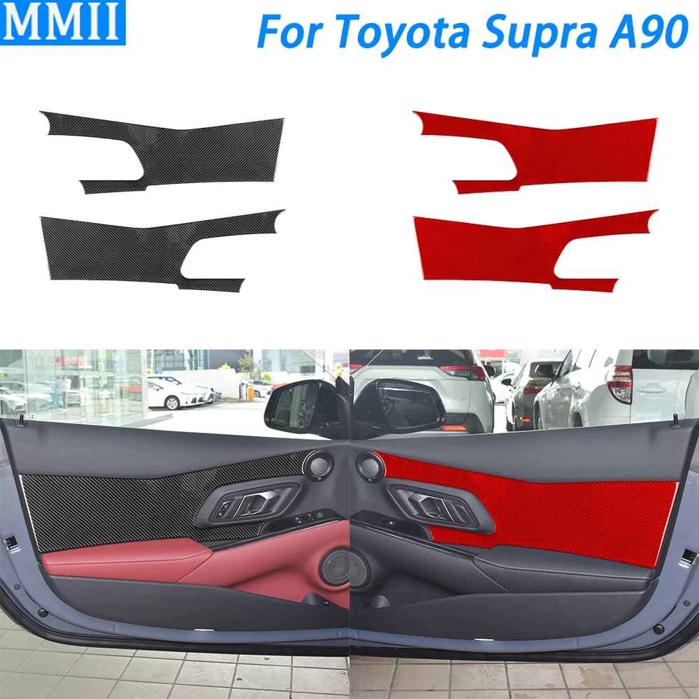 Per Toyota Supra A90 2019 2020 2021 2022 Porta Interna In Fibra di Carbonio Pannello Della Copertura Della Protezione Trim Accessori Per Interni Auto Adesivo