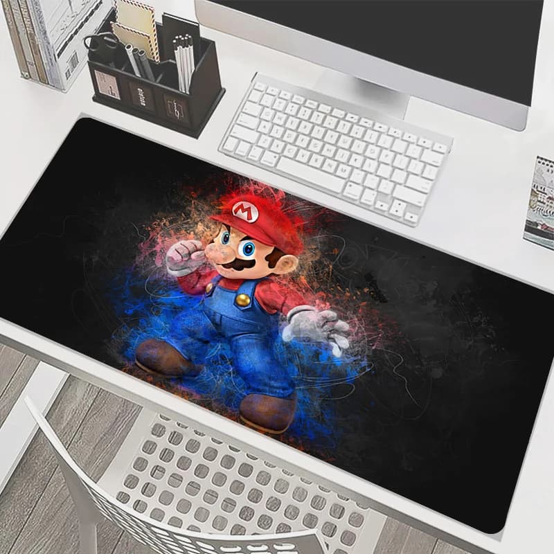 Mouse mat 90x40cm M-Mario Anime Gamer Tablet Varmile Keyboard Kawaii Carpet for Laptop PC Game Accessories White mouse mat with edge